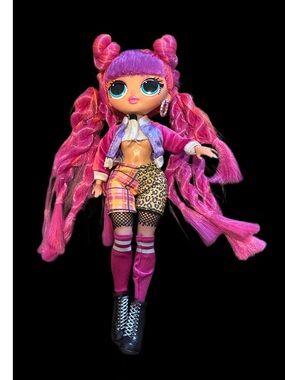 Roller Chick? Bright Pink Fashion Doll with Mixed-Print Outfit